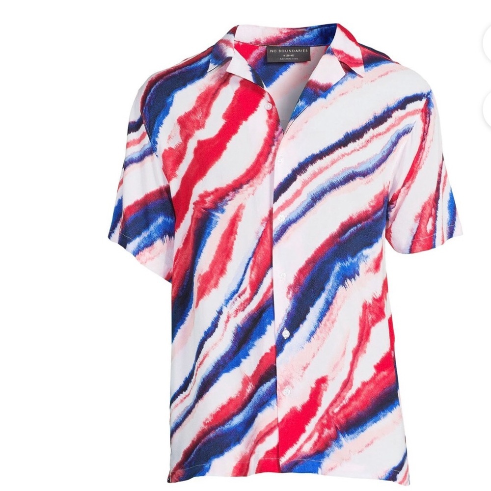 Men’s lightweight Resort breezy vacation patriotic Americana button down shirt